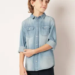Jack & Jones Junior Blue Solid Full Sleeves Shirt-picture-40