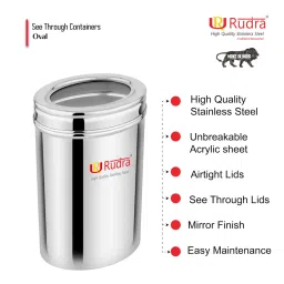 Rudra Silver Stainless Steel Container with See Through Lid image 4