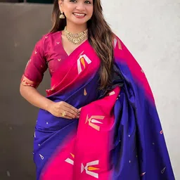 ELITE WEAVES Ethnic Motifs Woven Design Zari Banarasi Saree image 5