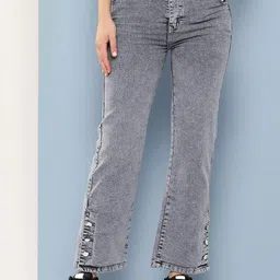 HERE&NOW Girls Comfort Straight Fit High-Rise Heavy Fade Stretchable Jeans-picture-17