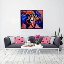 Tayhaa Blue & Orange Canvas Wall Painting - Set of 1-picture-45