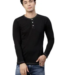 Rigo Black Cotton Slim Fit T-Shirt-image-1