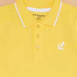 Pantaloons Junior Kids Yellow Cotton Polo T-Shirt image 4