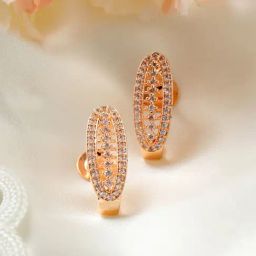 Priyaasi Oval Rose Gold-Plated Hoop Earrings-picture-21