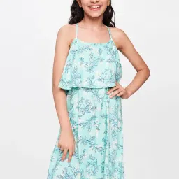 Global Desi Girl Aqua Floral Print Dress-picture-16