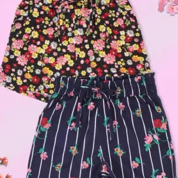 Cutecumber Kids Navy & Black Floral Print Shorts (Pack Of 2)-picture-31