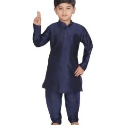 SG Yuvraj Kids Navy Full Sleeves Kurta Set-picture-9
