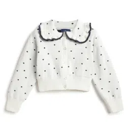 Chicco Girls White & Black Cotton Regular Fit Printed Cardigan-image-48