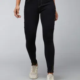 DOLCE CRUDO Black Denim Skinny Fit High Rise Jeans-picture-17