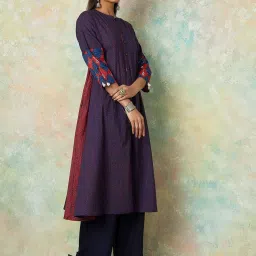 Melange by Lifestyle Blue Cotton Printed A Line Kurta image 4