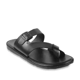 Mochi Men's Black Cross Strap Sandals image 2