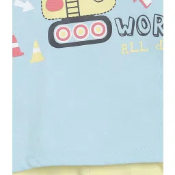 MINIKLUB Boys Blue & Yellow Graphic Print T-Shirt with Shorts image 4