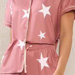 Sweet Dreams Dusty Pink Printed Shirt With Pyjamas image 4