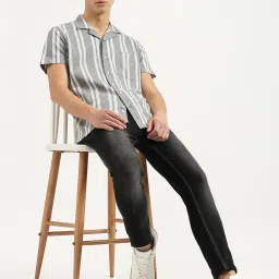 United Colors Of Benetton Grey Pure Cotton Regular Fit Stripes Shirts image 4