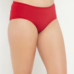 Clovia Red Cotton Regular Fit Solid Panties image 4