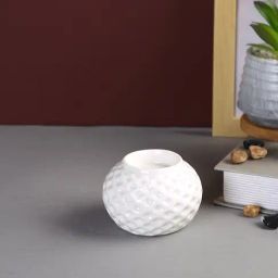 Tayhaa White Ceramic Abstract Candle Holder-picture-1
