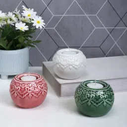 Tayhaa Multi Ceramic Abstract Candle Holder image 5