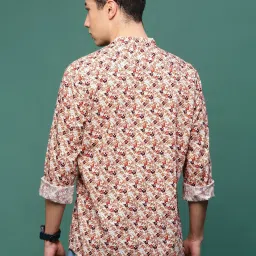 showoffff Showoff Brown Cotton Slim Fit Printed Shirt image 4
