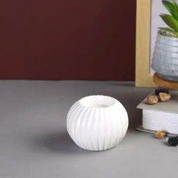 Tayhaa White Ceramic Abstract Candle Holder-picture-0