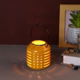 Tayhaa Yellow Ceramic Abstract Candle Holder-image-25