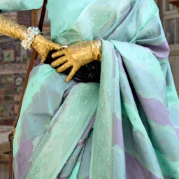 Saree Mall Green Woven Sarees With Unstitched Blouse image 4