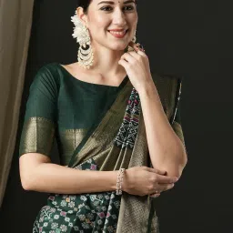 Saree Mall Green Woven Sarees With Unstitched Blouse image 4