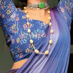 Saree Mall Lilac Embellished Sarees With Unstitched Blouse image 4