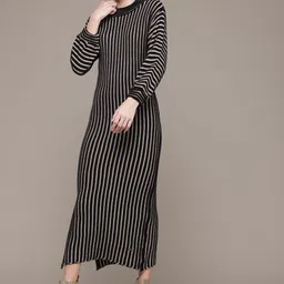 The Roadster Lifestyle Co. Self Striped Sweater Midi Dress-image-4