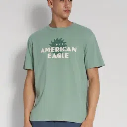 American Eagle Green Cotton Regular Fit Printed T-Shirt-image-23