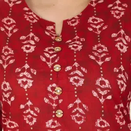 ARAMYA Maroon Cotton Floral Kurta image 4
