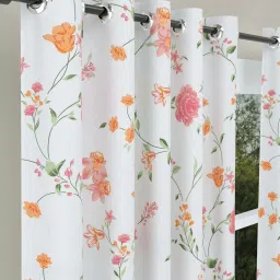 Haus & Kinder White & Pink Cotton Blush In The Sky Door Curtains With Eyelet Rings - Set of 2 image 4
