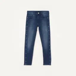 Fame Forever by Lifestyle Kids Blue Cotton Embellished Jeans-picture-13