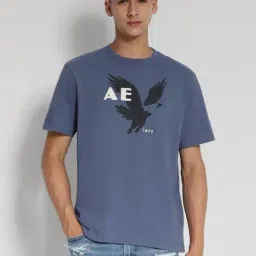 american eagle outfitters American Eagle Blue Cotton Regular Fit Printed T-Shirt-picture-35
