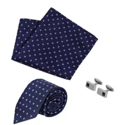 Park Avenue Blue Embroidered Tie with Cufflink and Pocket Square-picture-20