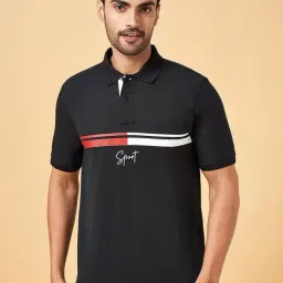 Byford by Pantaloons Black Slim Fit Printed Polo T-Shirt-image-26