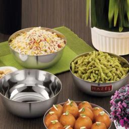 HAZEL Silver Stainless Steel Wati Mixing Bowls (1.03 L) - Set of 4-picture-42