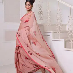 CHARUKRITI Brown Cotton Printed Saree image 3