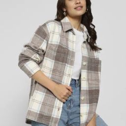 American Eagle Brown Checks Shacket-picture-8