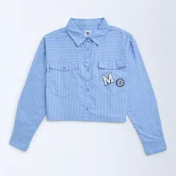 Y&F Kids by Westside Blue Striped Cotton Shirt-picture-12