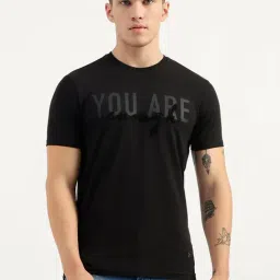 United Colors of Benetton Black Regular Fit Printed Crew T-Shirt-image-31