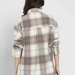American Eagle Brown Checks Shacket image 2
