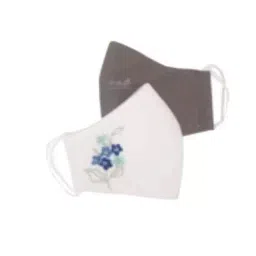 Ivillage 2 Pcs Large Cotton Off White & Grey Organic 3 Layer Face Mask Set Mask07L_Set4 (Pack of 25) image 2