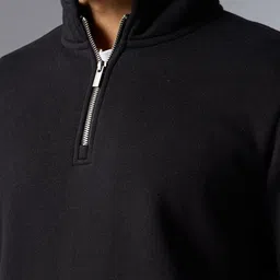 XYXX Men Relaxed Fit Solid Black IntelliSmooth Pulse Half-Zip Sweatshirt image 3