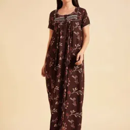 Sweet Dreams Brown Cotton Printed Night Gown-picture-33