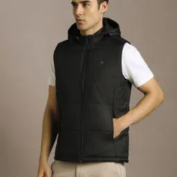Louis Philippe Black Regular Fit Hooded Jacket image 3