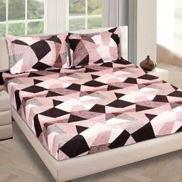 ROMEE Multicoloured Geometric 180 TC King Bedsheet with 2 Pillow Covers-picture-16