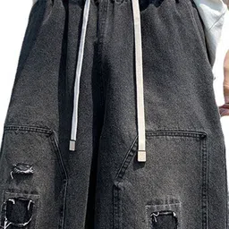 StyleCast Men Solid Regular Fit Mid-Rise Knee Length Denim Shorts image 3