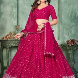 kalini Embroidery and Sequince Work Georgette Fabric Lehenga Choli With Georgette Dupatta-picture-39