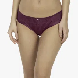 Amante Deep Magenta Self Print Bikini Panty-image-28