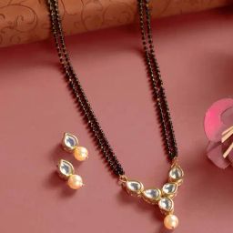 Priyaasi Kundan Black and Pearl White Casual Mangalsutra Set-picture-31